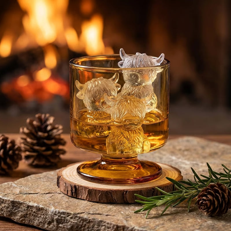 🐮6‐Cavity Mini Highland Cow Ice Cube & Dessert Mold 🧊🍪 Cute 3D Ice for Drinks, Parties & Gifts💕