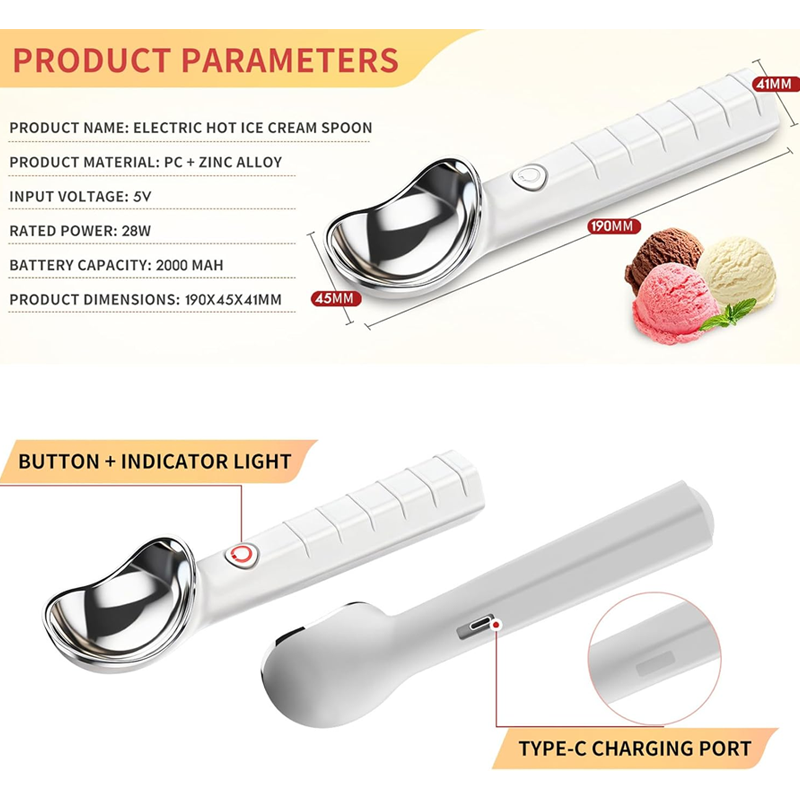 Electric Self-Melting Ice Cream Spoon